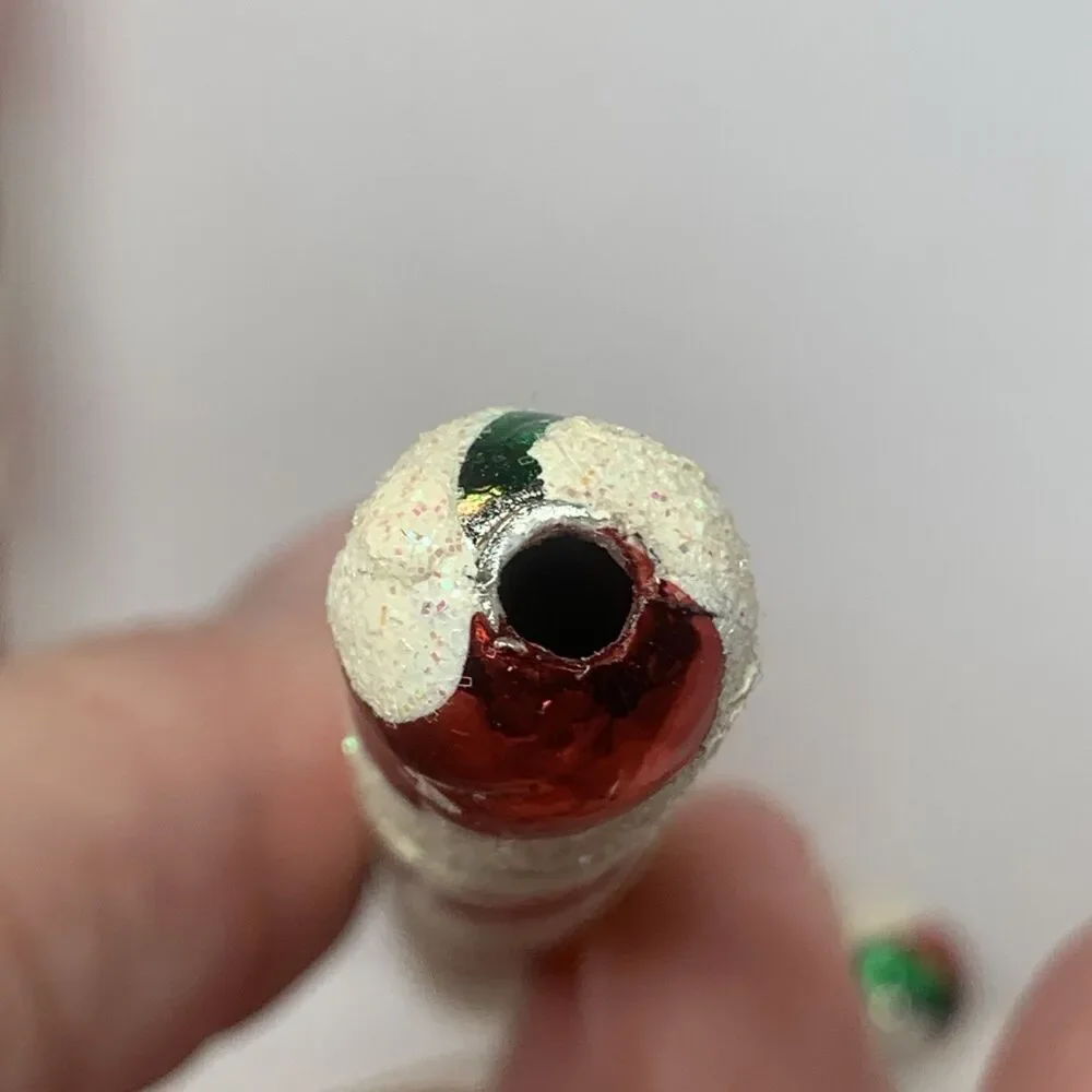 Glass Candy Cane Christmas Ornaments Lot Of 2 Glitter Holiday Decorations 7.5”